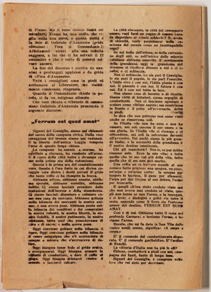 Fiume sola contro la tirannia e la nequizia del mondo delibera di resistere con le armi. La solenne seduta al Consiglio Nazionale il 24 gennaio 1920